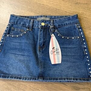Cali 1850 NWT Studded Denim Mini Skirt- Size Small